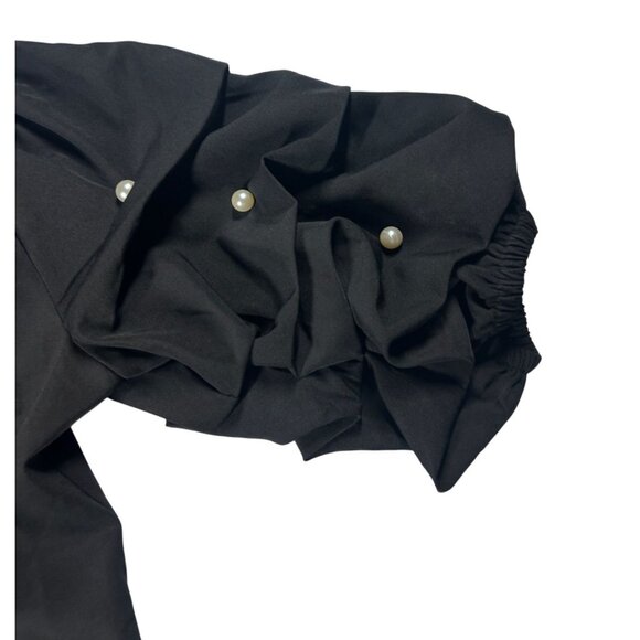 Roz & Ali Off the Shoulder Blouse Women's Size 1X With Pearl Embellished Sleeves - Picture 7 of 8